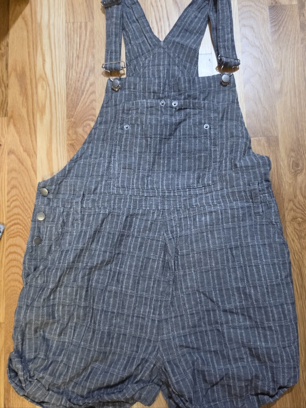 RVCA Plaid Short Overalls L